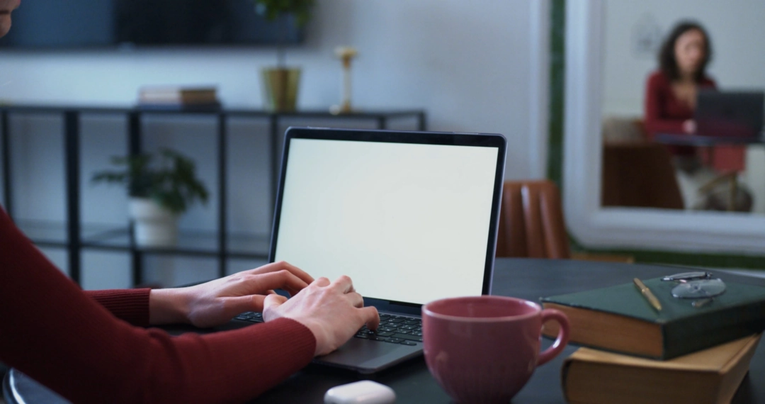 work from home women on laptop