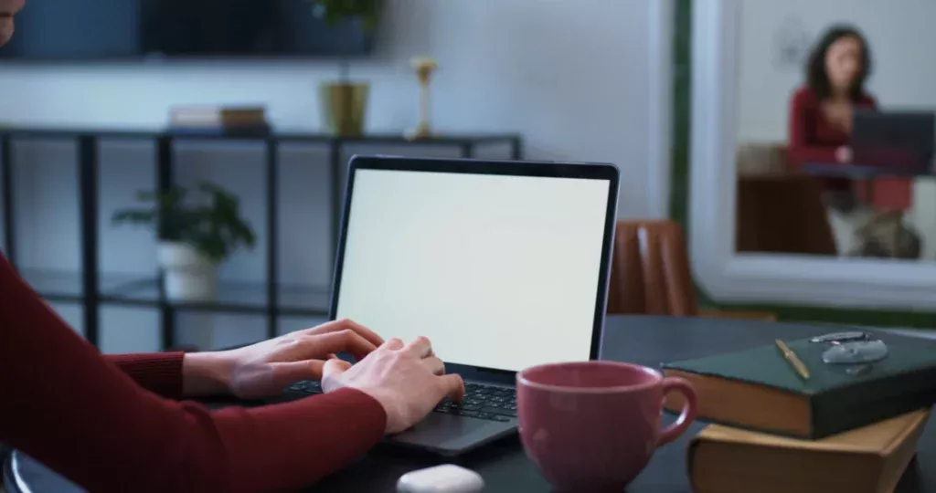 work from home women on laptop