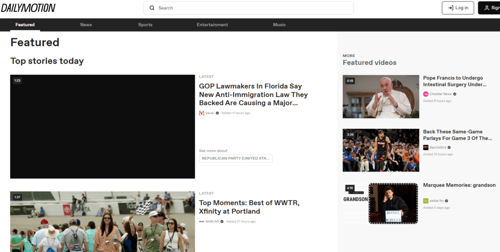 Dailymotion homepage