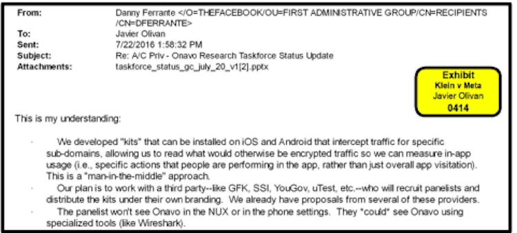 meta facebook e-mail justice lawsuit spying 2016