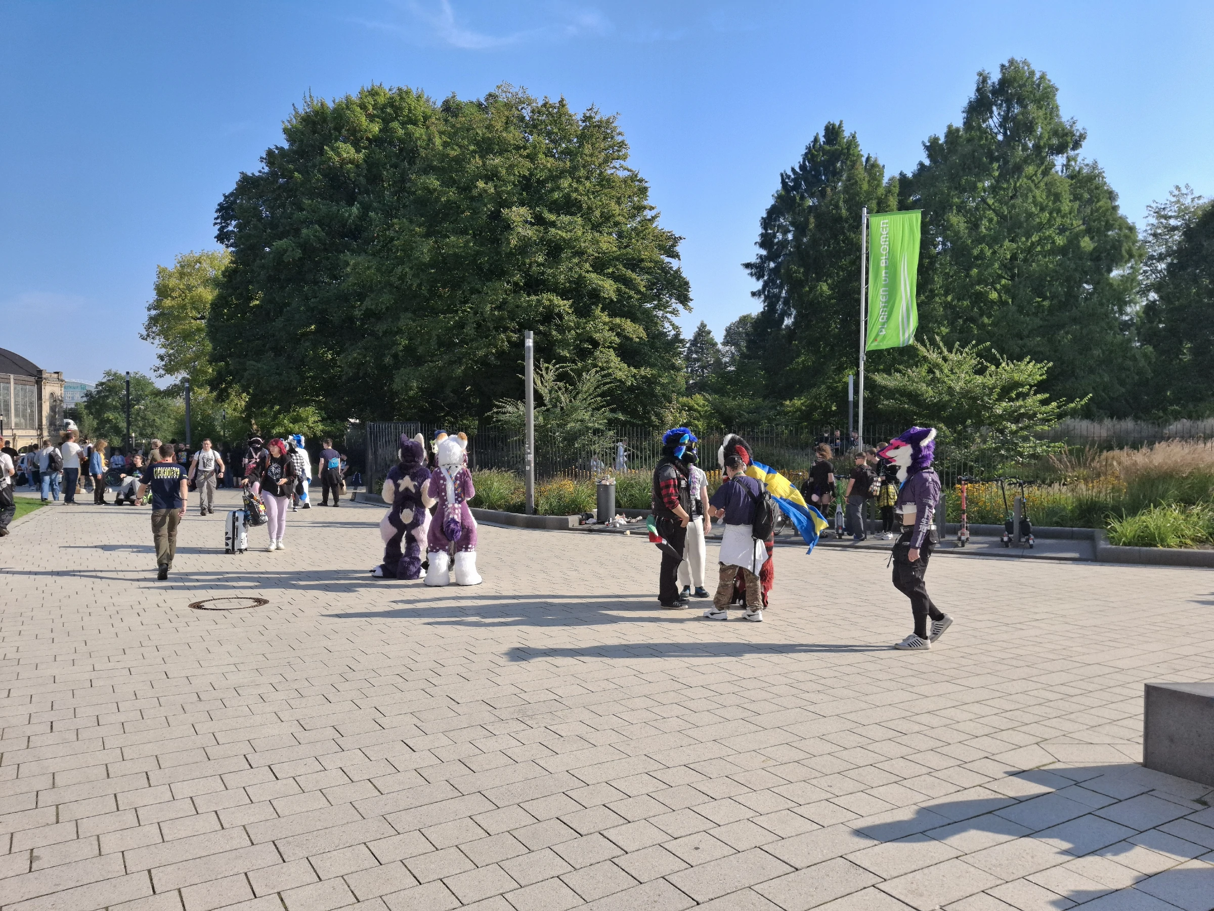 People hanging out outside eurofurence CCH