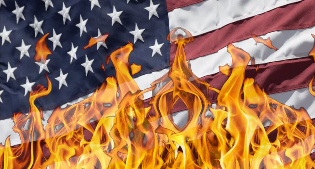 united states flag burning