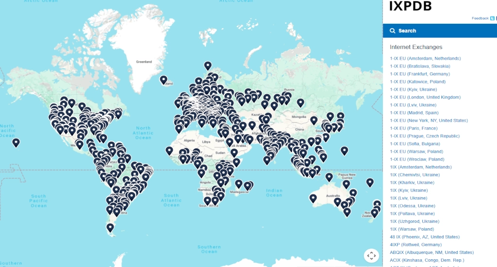 map ixp world wide internet