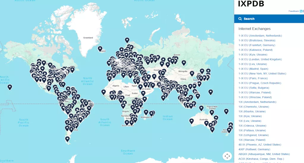 map ixp world wide internet